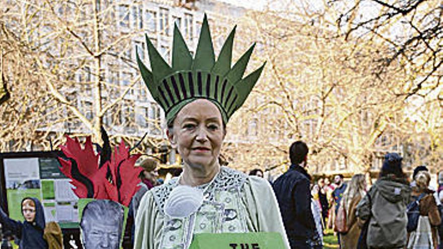 Una manifestante en la protesta de Londres