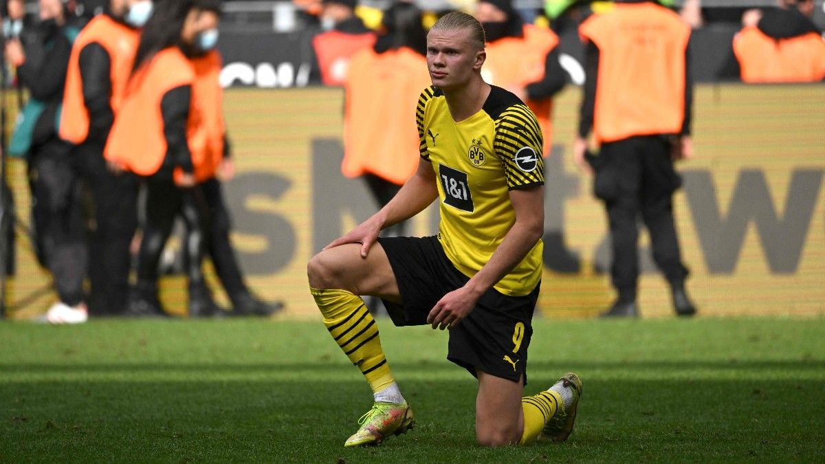 Erling Haaland celebrando un gol con el Borussia
