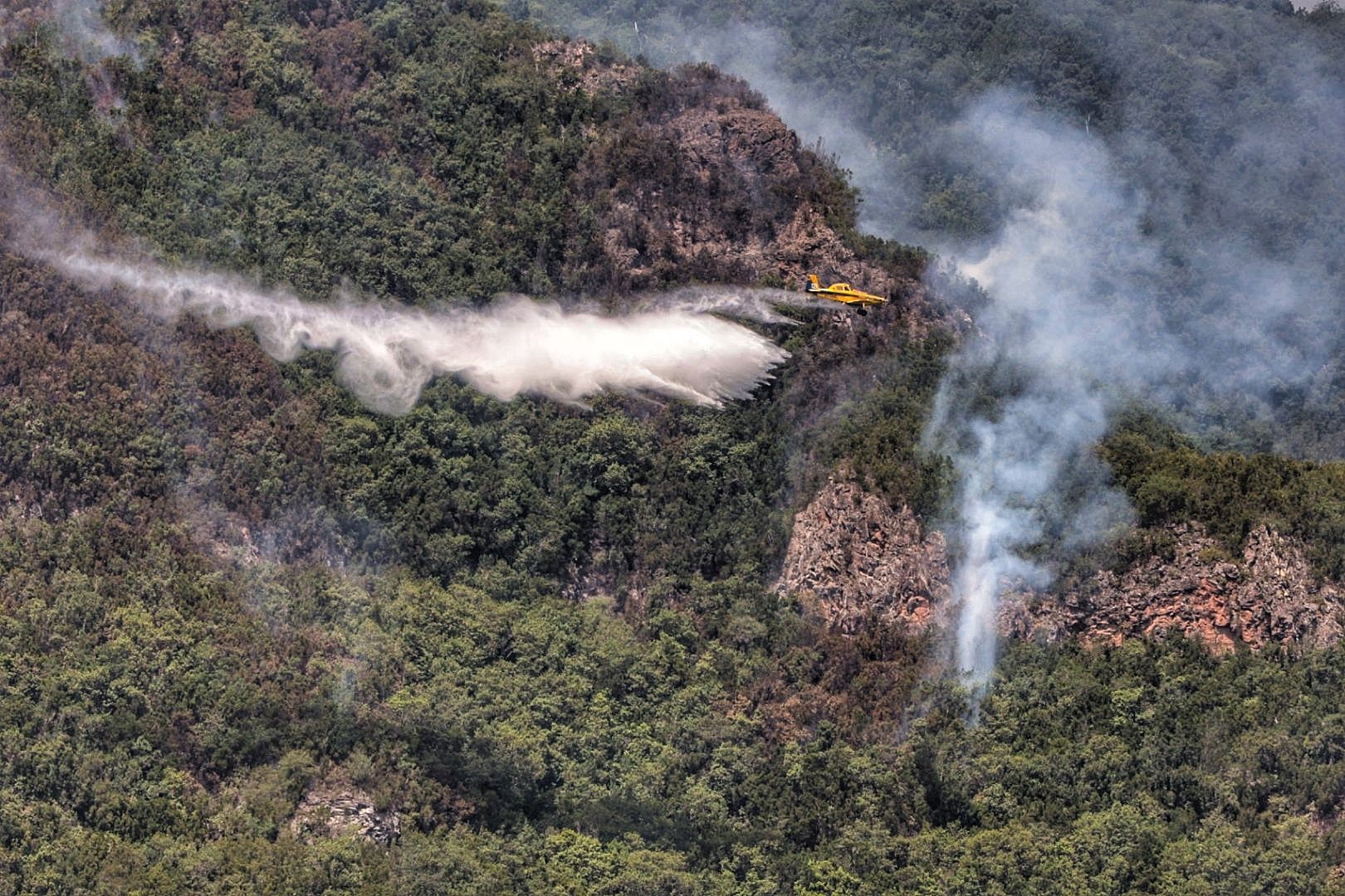 Labores de extinción del incendio en Tigaiga, Tenerife (26/07/2022)