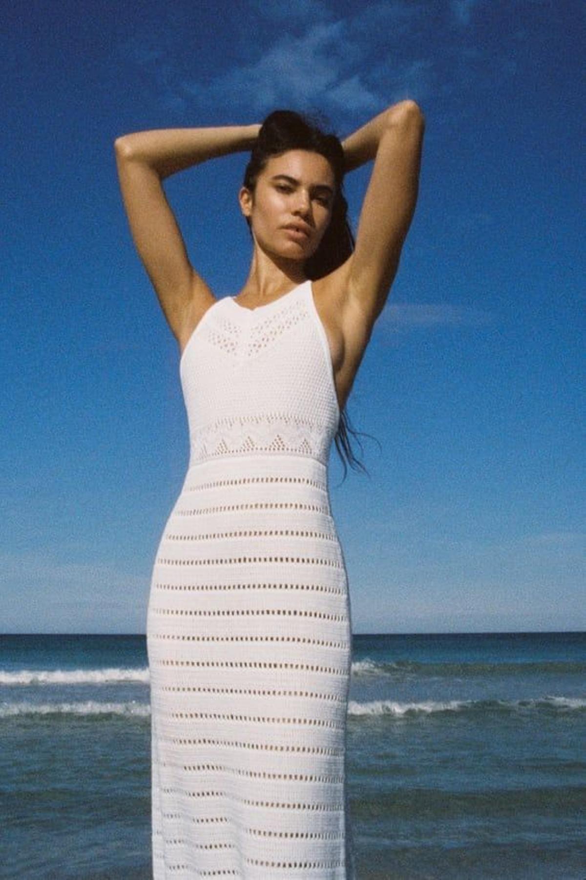 vestido zara punto blanco