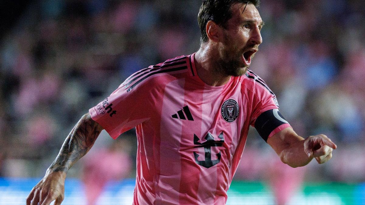 Leo Messi celebra uno de sus goles con Inter Miami frente al Nashville.