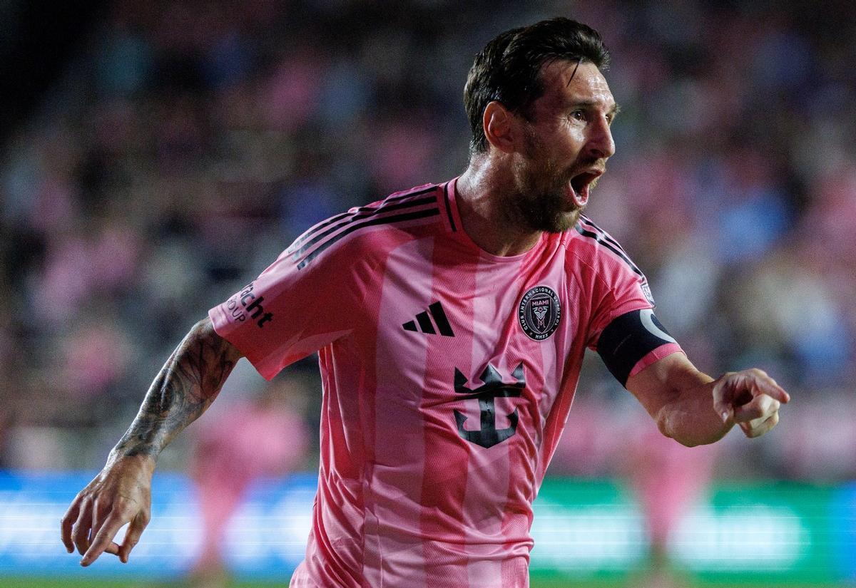 Leo Messi celebra uno de sus goles con Inter Miami frente al Nashville.
