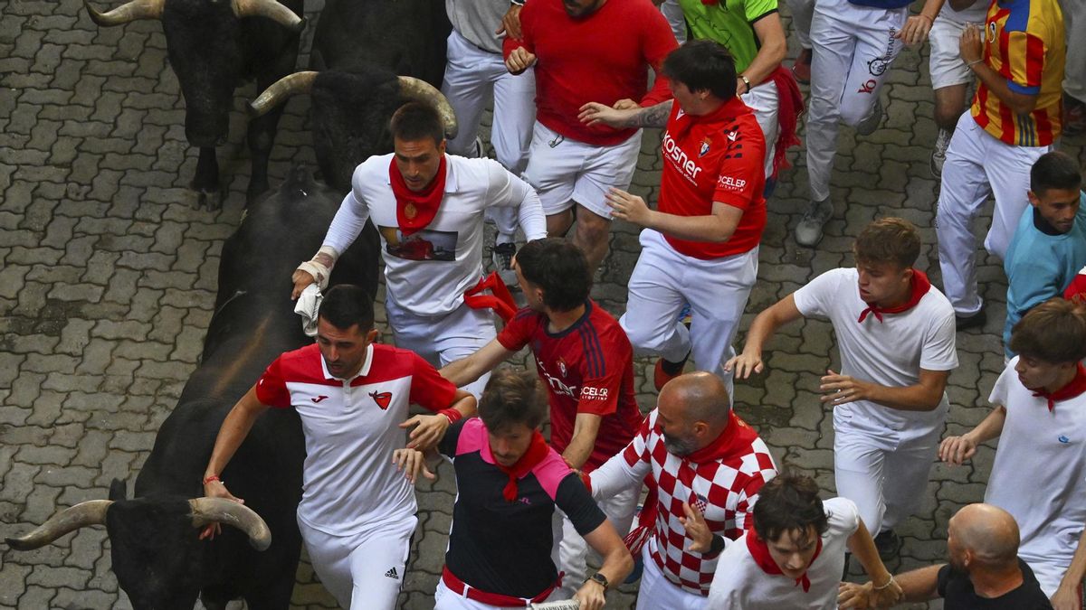 Octavo y último encierro de San Fermín con toros de la ganadería Miura
