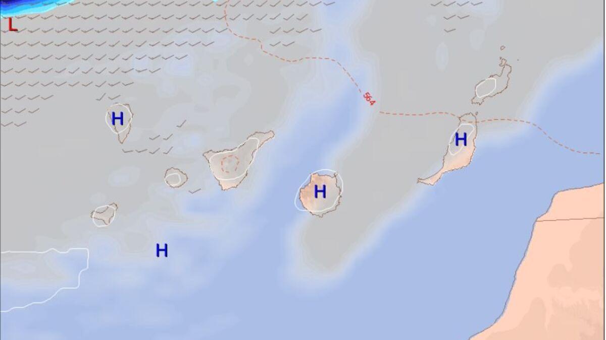 Mapa con la predicción del tiempo para este martes en Canarias.
