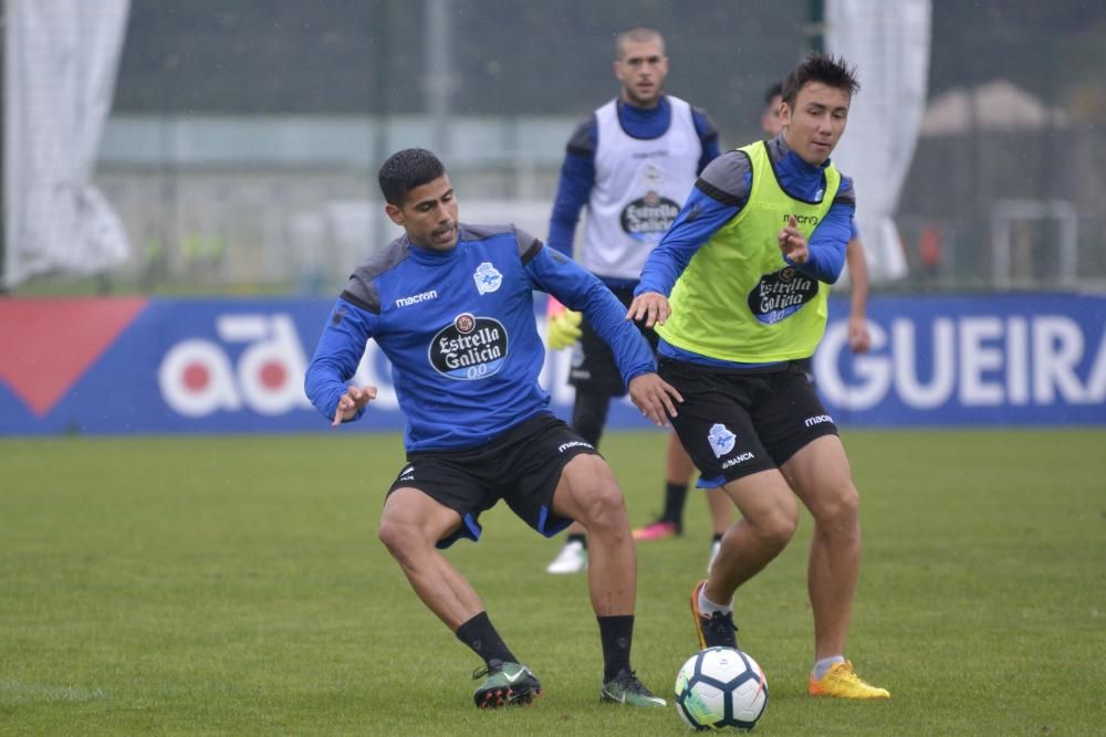 La plantilla se ejercita en las instalaciones de Abegondo con las ausencias de los internacionales Tyton, Borges, Andone, Valverde y Schär, concentrados con sus selecciones, y el lesionado Carlos Gil.