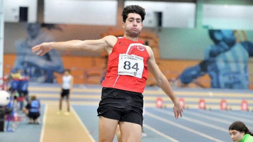 Martín Ruibal, durante la prueba de salto de longitud.