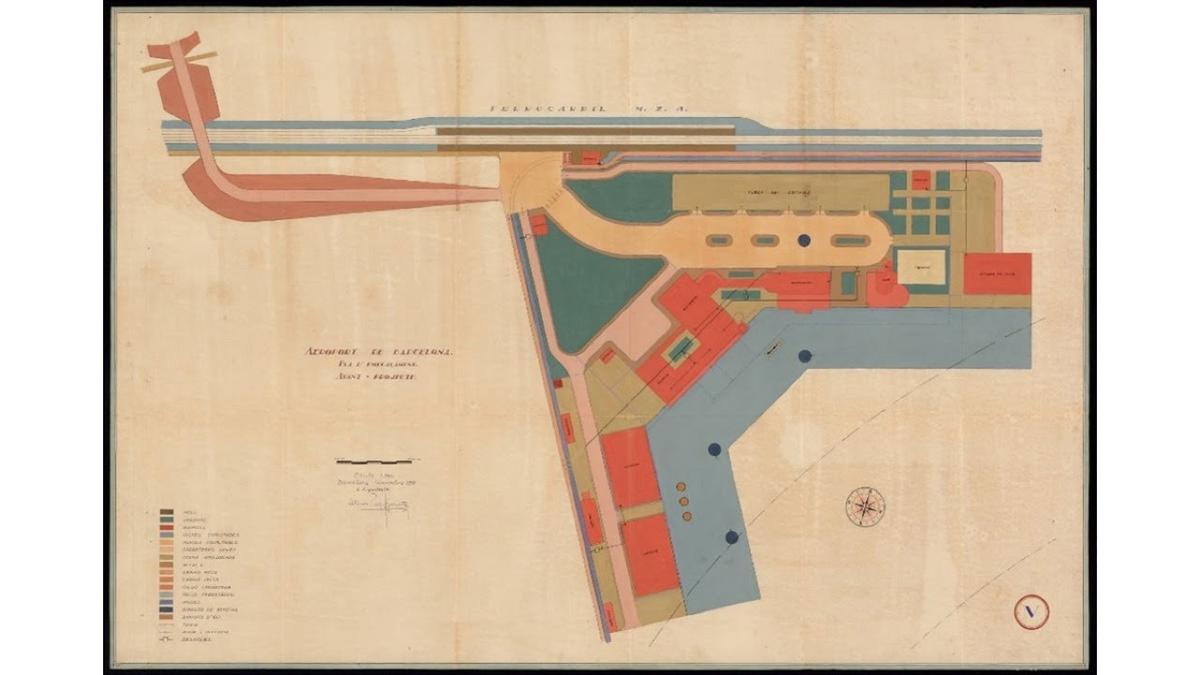 Plano de emplazamiento del aeropuerto de Barcelona
