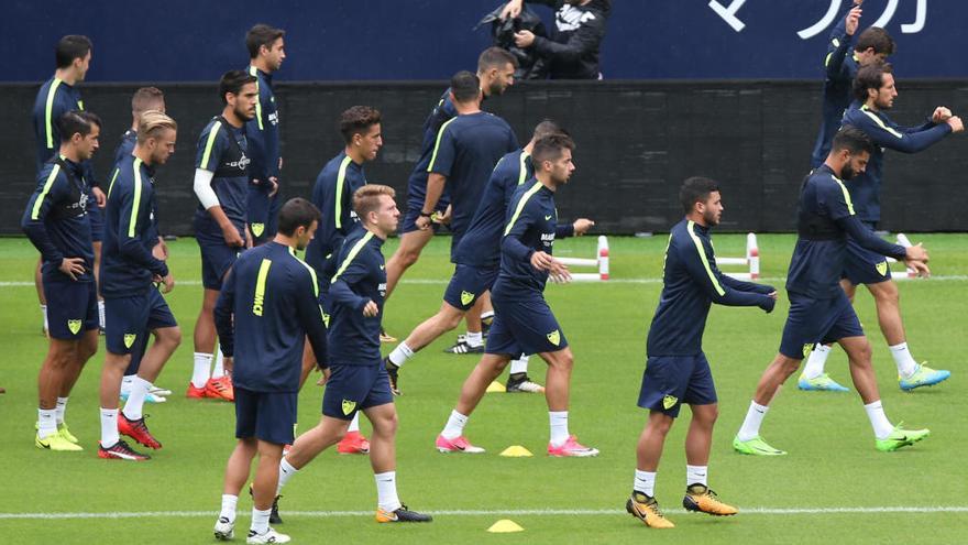 La plantilla se ejercitó ayer en La Rosaleda