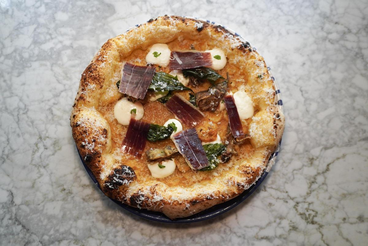 Pizza 'Pibe de Oro' elaborada en Baldoria.