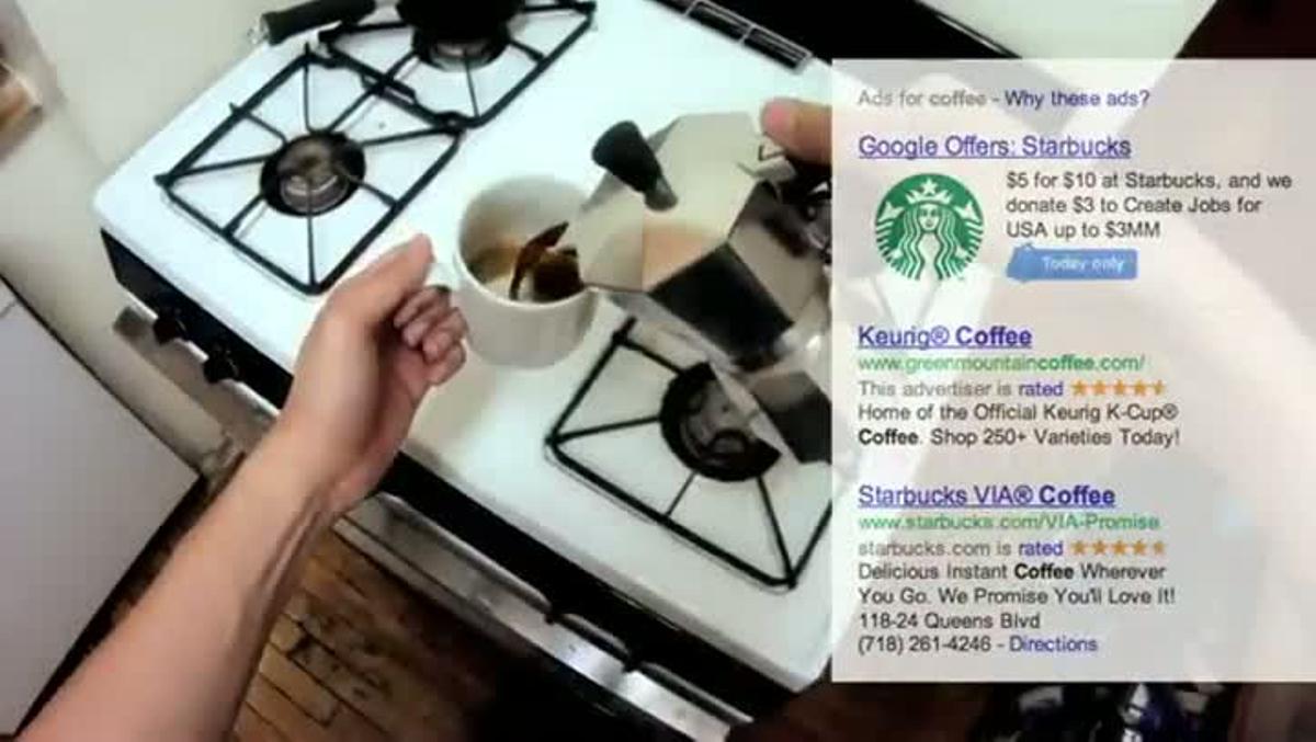 Paròdia del Google Glass Project amb anuncis.