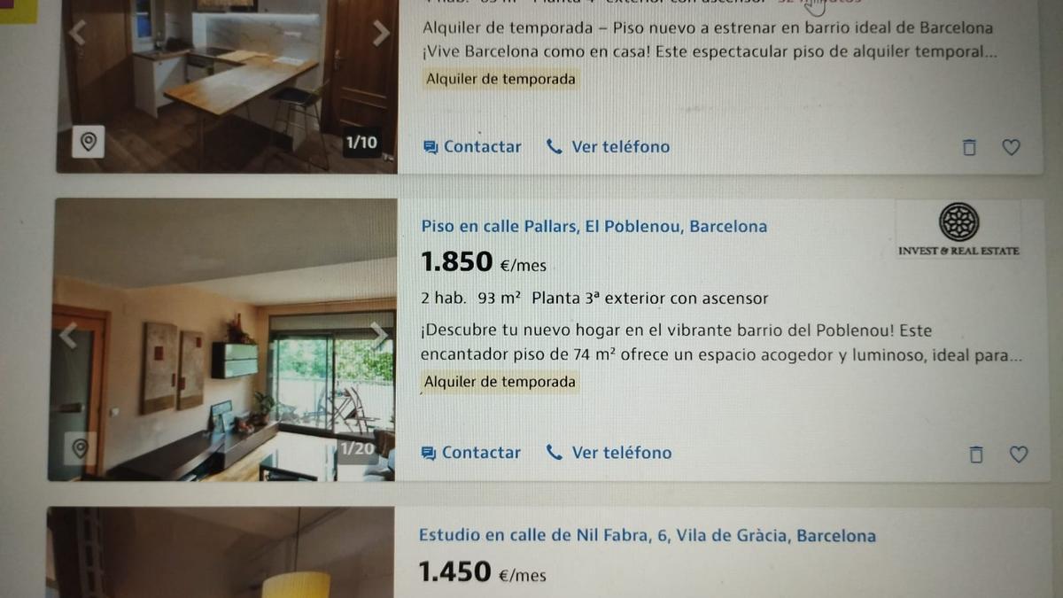 Anuncios de alquiler temporal, esta semana.