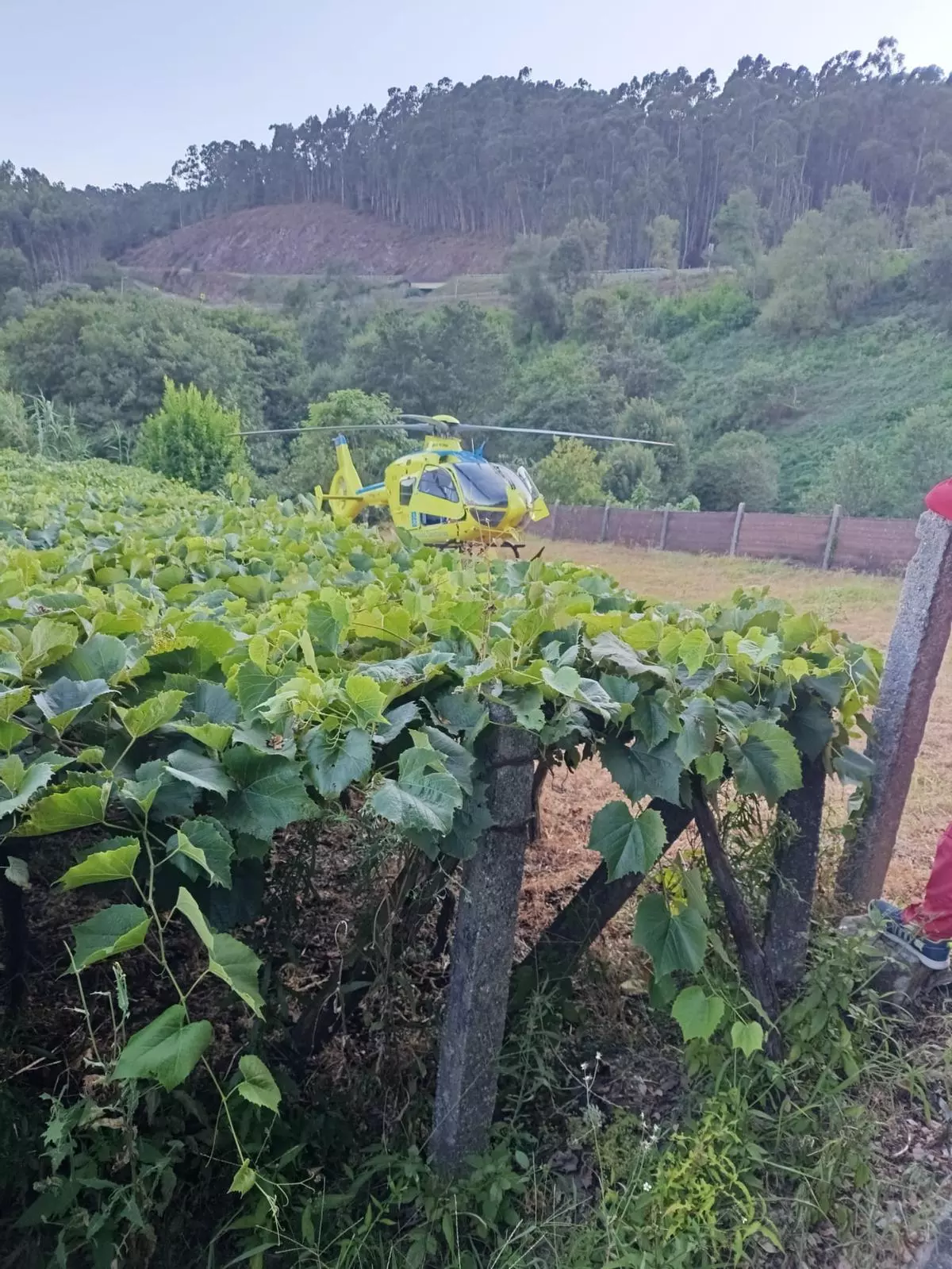 Trasladan en helicóptero a un motorista herido en Moaña