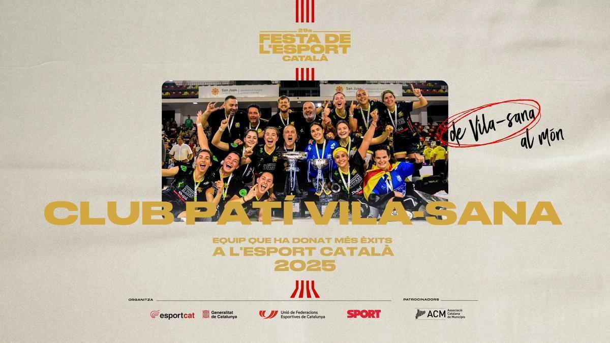 Club Patí Vila-Sana guanyador a equip que ha donat més èxits a l'esport català