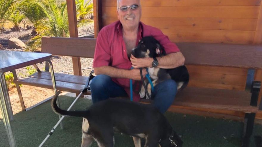 Sergio, de Agüimes, acude al centro para jugar con los perritos, su terapia.