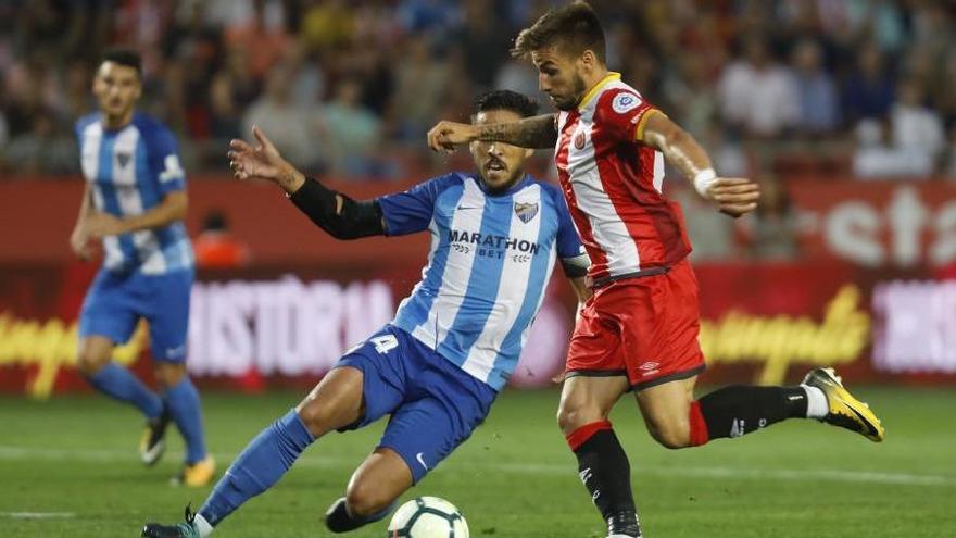 Portu, en una acció del Girona-Málaga