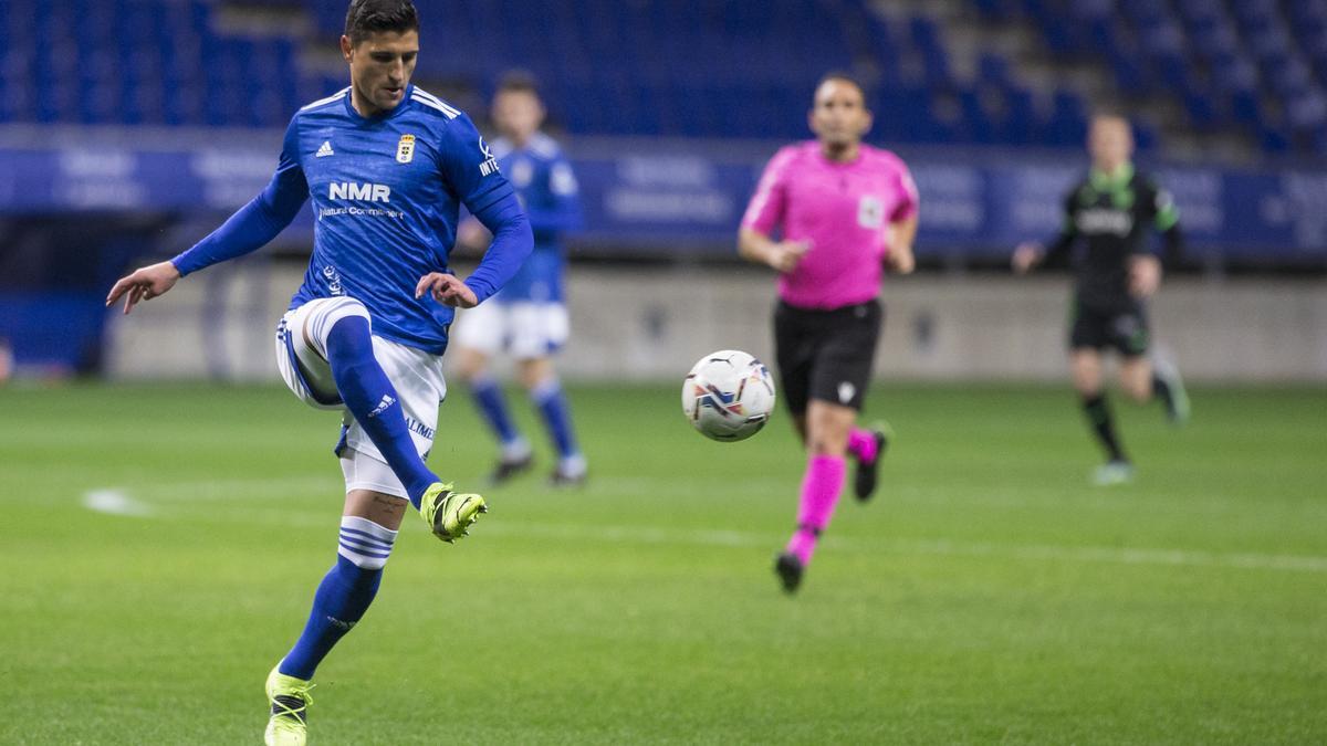 Grippo durante un partido del Oviedo