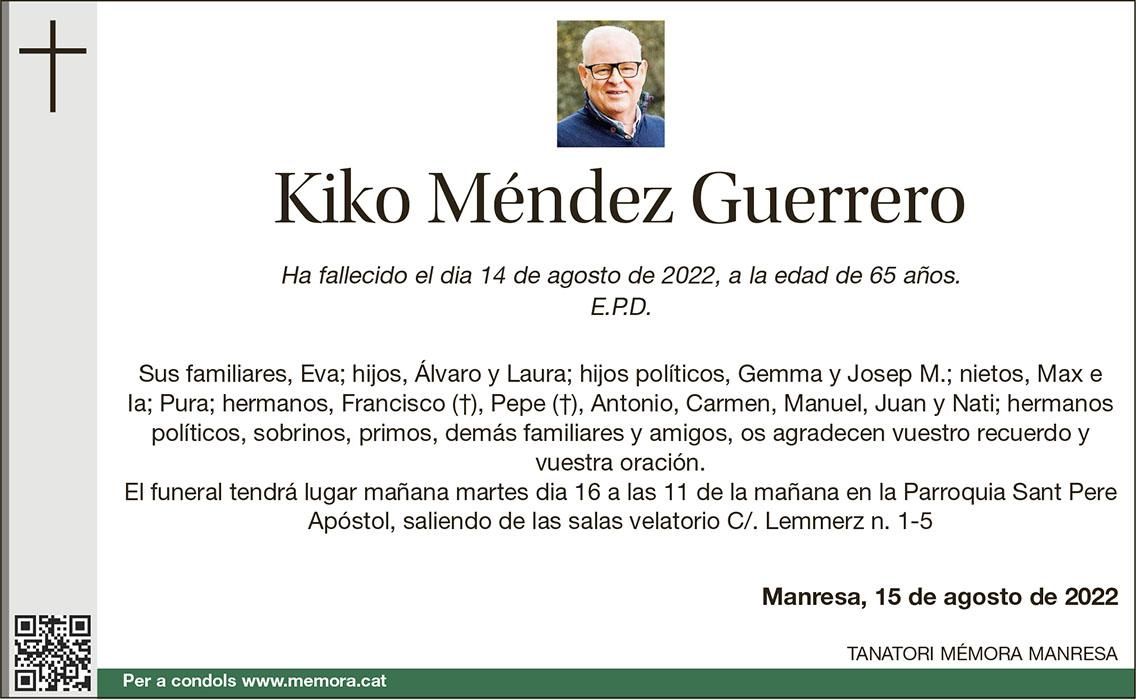 Esquela Kiko Méndez Guerrero