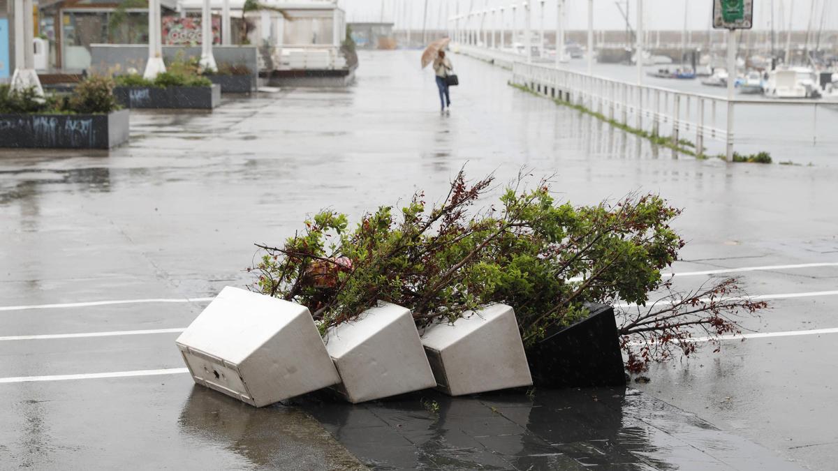 El temporal azota Gijón con lluvia y fuertes vientos (en imágenes)