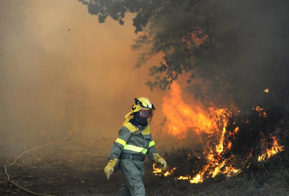 Las imágenes del incendio de Rodeira. // Bernabé | Javier Lalín