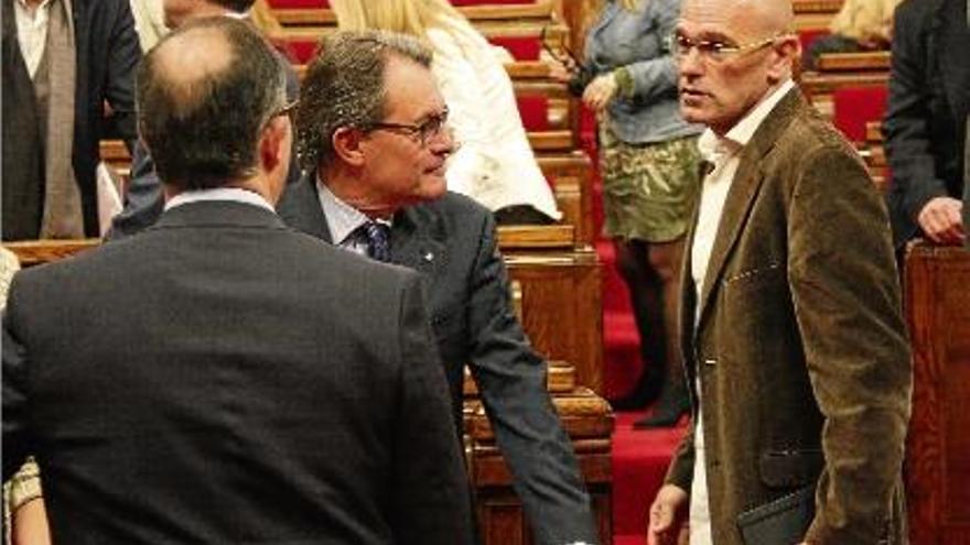 Romeva i Mas en un dels últims plens celebrats al?Parlament.