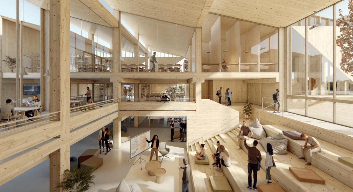 Render del futuro Barcelona Urban Tech Hub del IAAC en La Sibèria del Poblenou