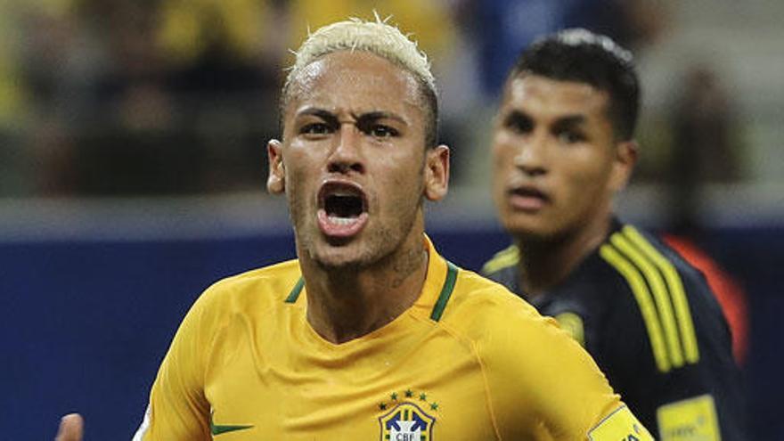 Neymar &#039;canta&#039; un gol con su selección, Brasil.