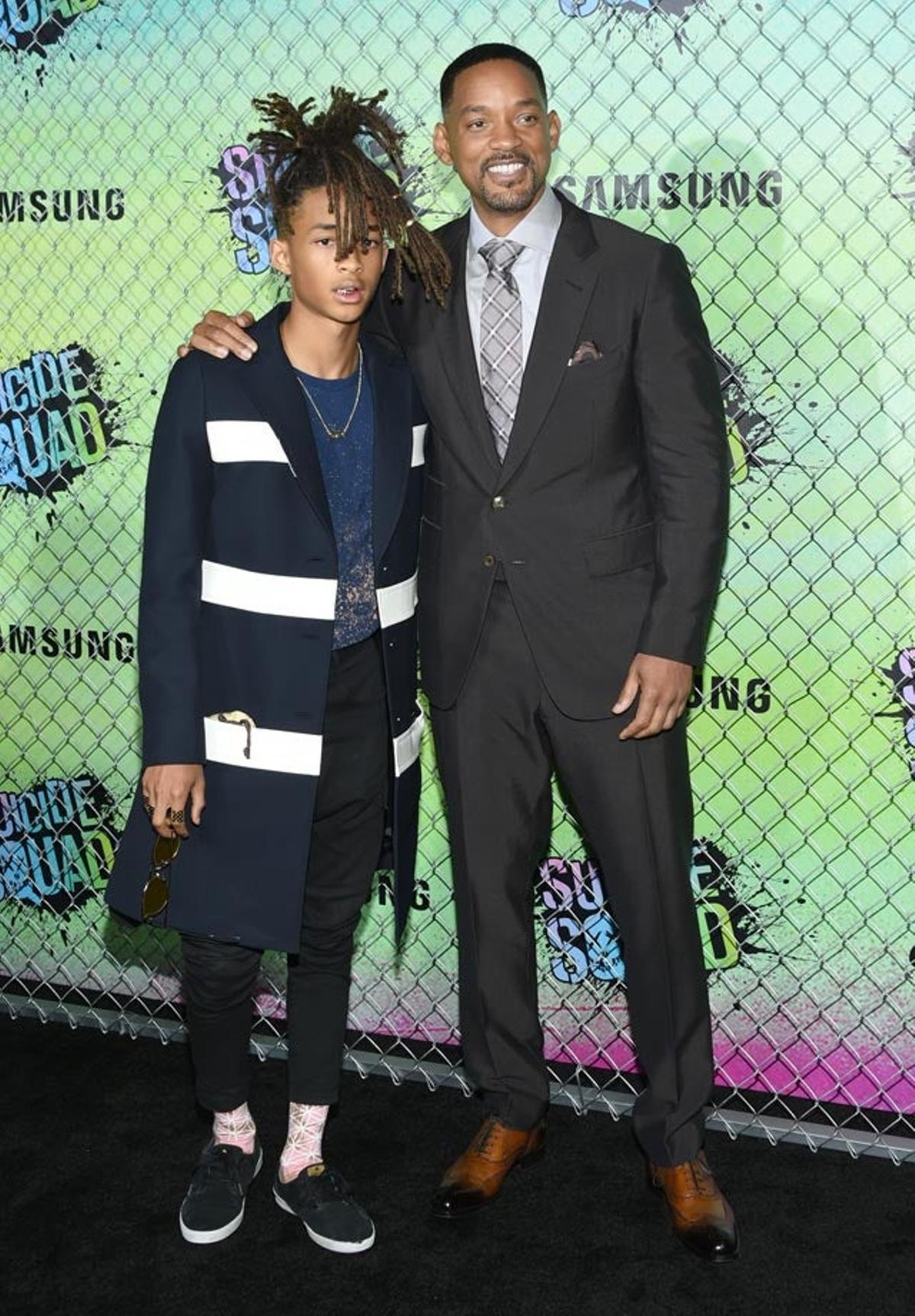 Jaden y Will Smith, en la première del Escuadrón Suicida en Nueva York.