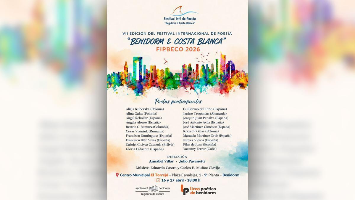 Cartel de presentación del encuentro poético de Benidorm.
