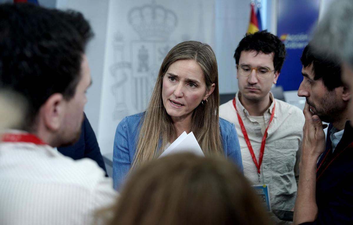 La vicepresidenta de Transición Ecológica, Sara Aagesen, durante la rueda de prensa posterior al Consejo de Ministros.