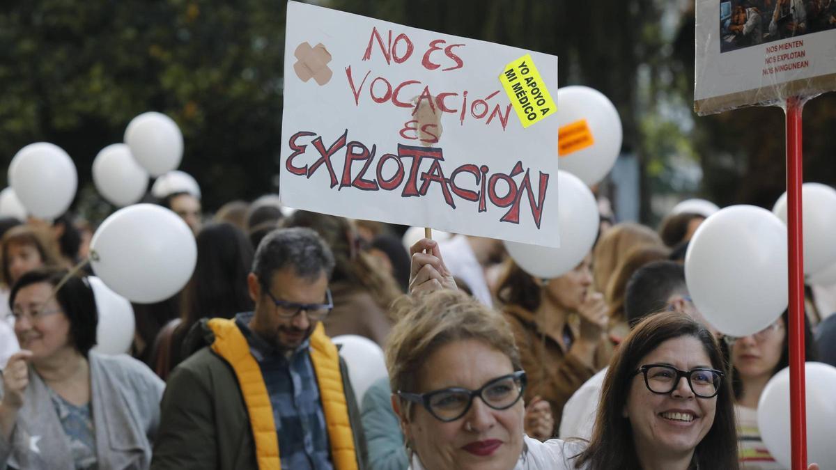 Manifestación de médicos en Oviedo, el pasado 19 de marzo.