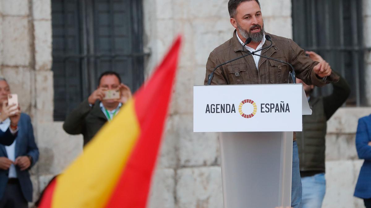 El presidente de Vox, Santiago Abascal, en un acto en Valladolid.