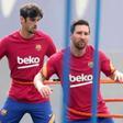 Francisco Trincao y Leo Messi, en un entrenamiento