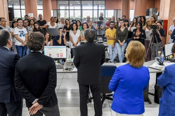 03-10-19 LAS PALMAS DE GRAN CANARIA. REDACCION. LAS PALMAS DE GRAN CANARIA. Visita de Javier Moll a la Redacción del periódico. Fotos: Juan Castro.  | 03/10/2019 | Fotógrafo: Juan Carlos Castro