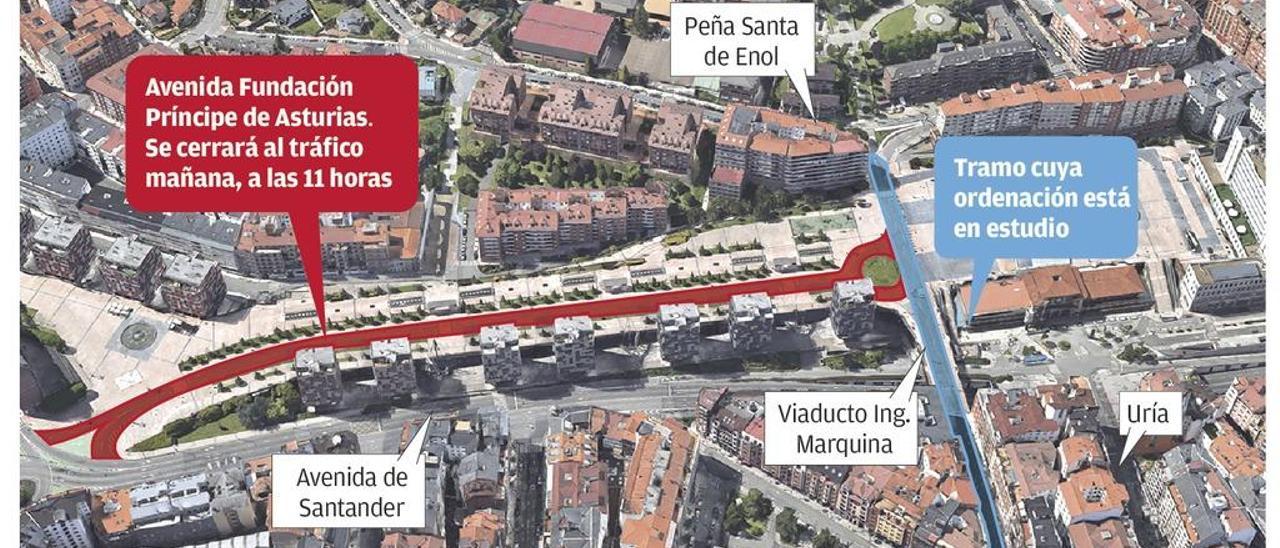 Oviedo continúa con su plan de peatonalización y saca desde mañana el tráfico de la Losa