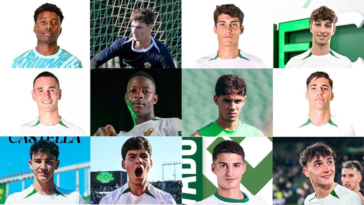 Once de los canteranos que han iniciado la pretemporada con el Elche y Albert Niculaesei.