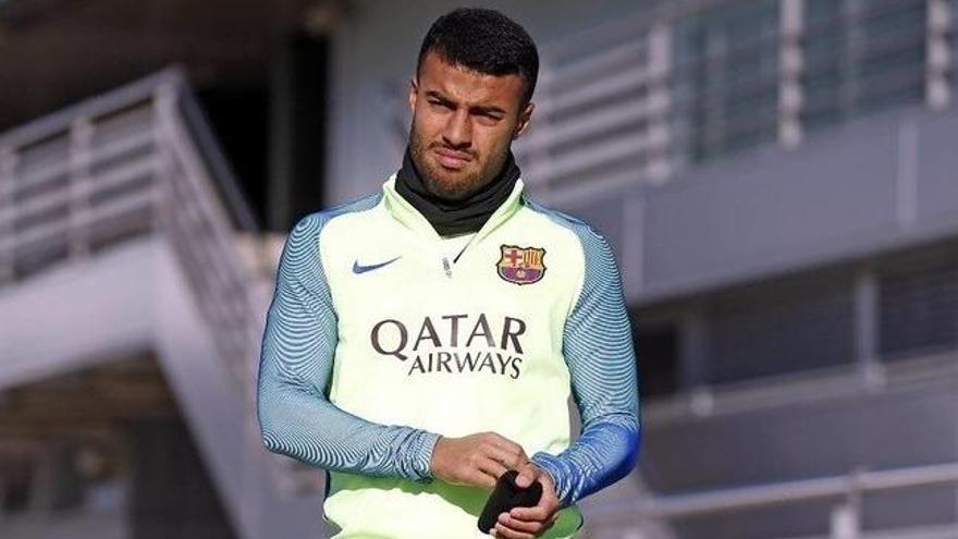 Rafinha, en un entrenamiento del Barcelona.