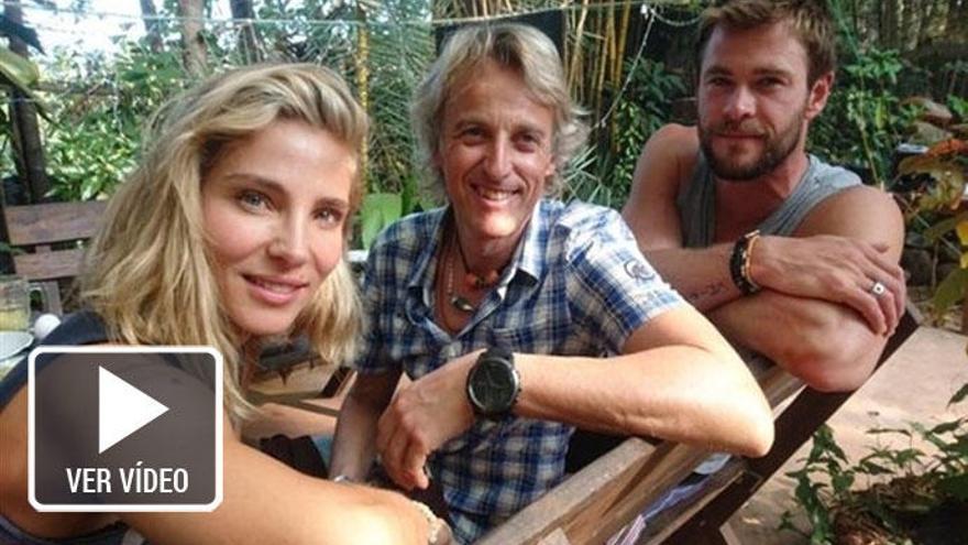 Elsa Pataky, Chris Hemsworth y Jesús Calleja