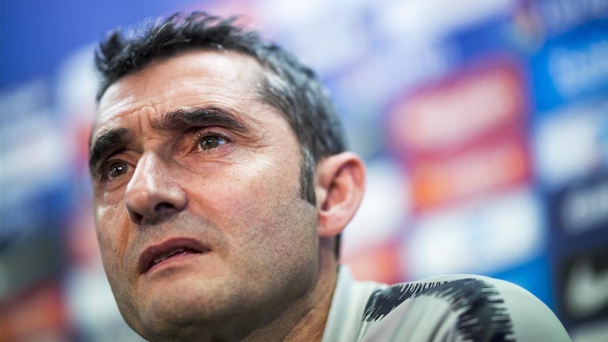 Valverde, en una rueda de prensa en la ciudad deportiva del Barça en Sant Joan Despí.