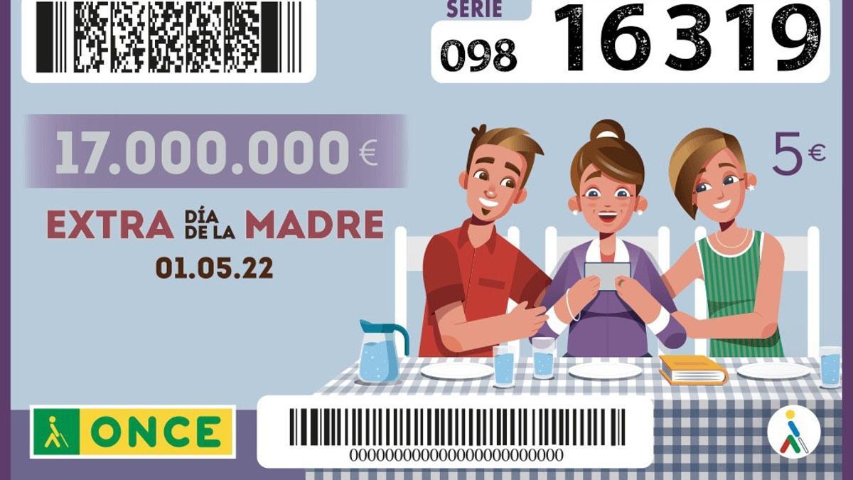 Imagen del cupón ganador del Extra Día de la Madre de la ONCE 2022, que nadie compró