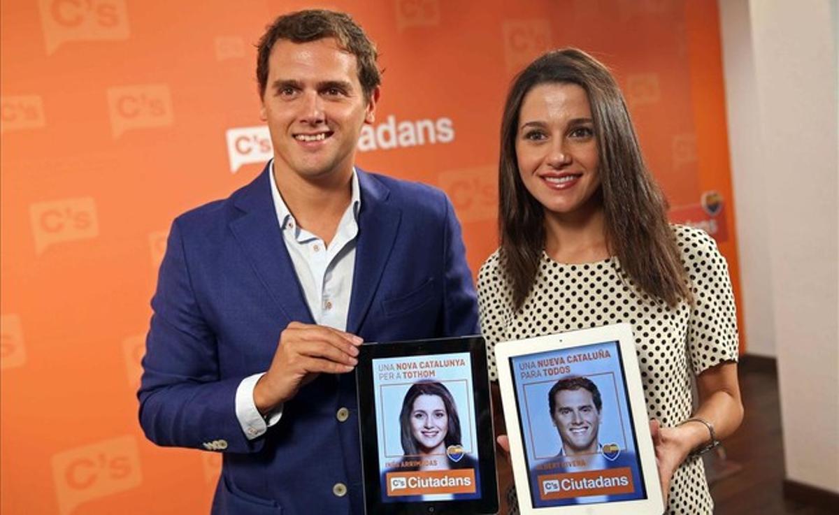 Albert Rivera i Inés Arrimadas, aquest dilluns, en la presentació de la campanya de Ciutadans.