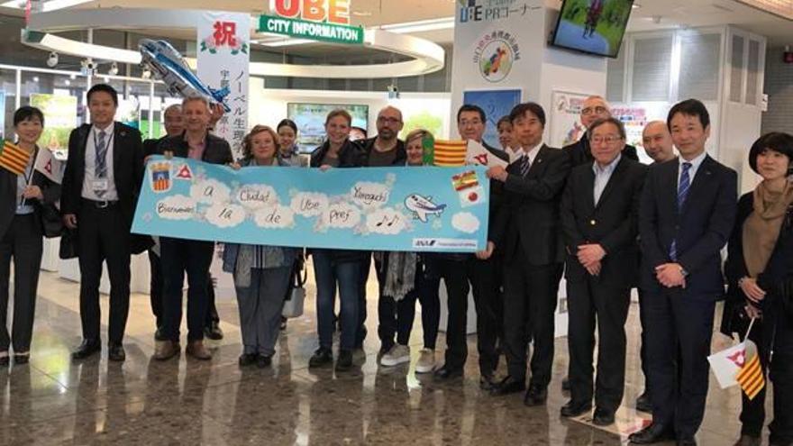 La comitiva de Castelló a su llegada a Japón.