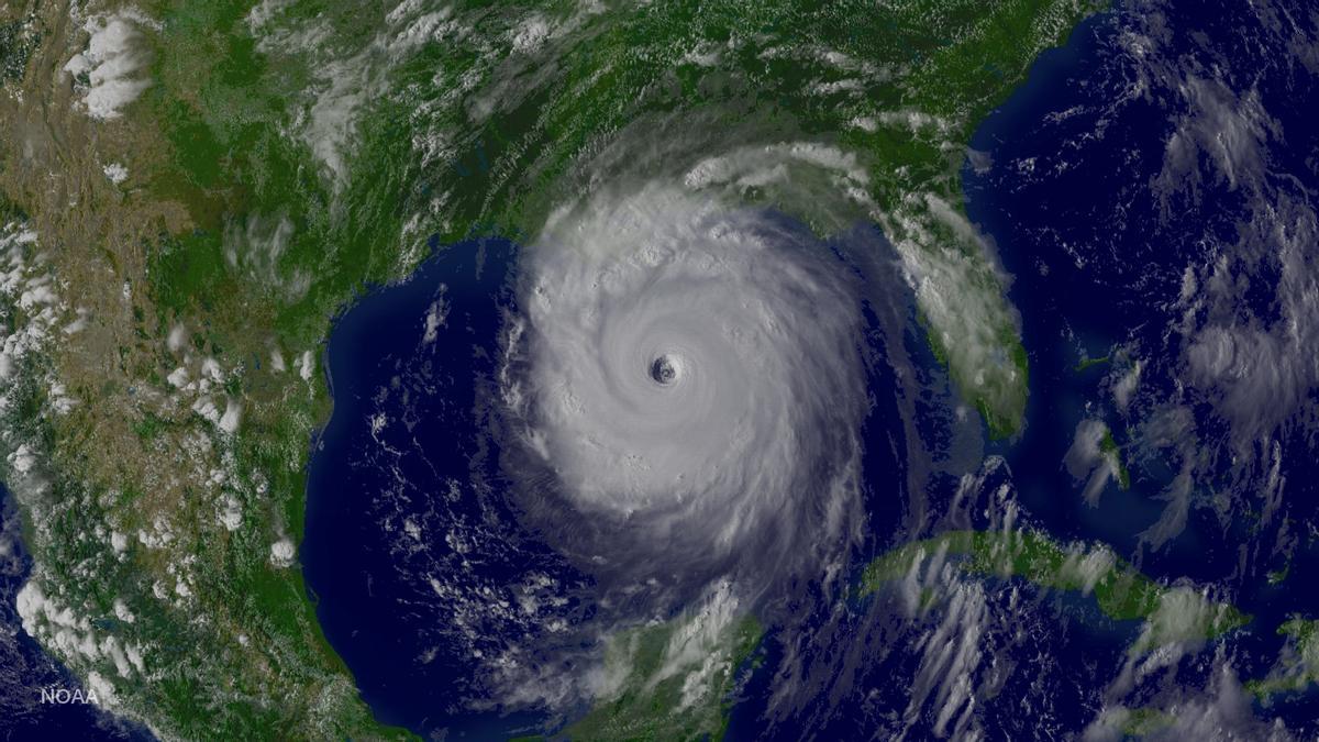 Imagen tomada el 28 de agosto de 2005, cuando el huracán Katrina, en su máxima intensidad, llegaba a las costas de Louisiana.