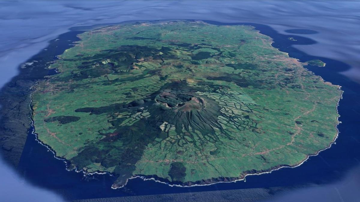 Vista del volcán Santa Bárbara, en la isla de Terceira (Azores).