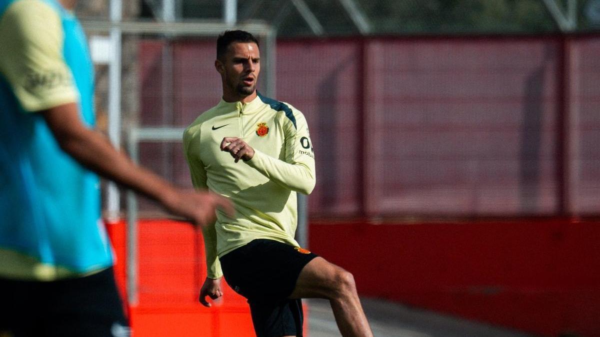 Valjent, durante un entrenamiento esta semana en Son Bibiloni.