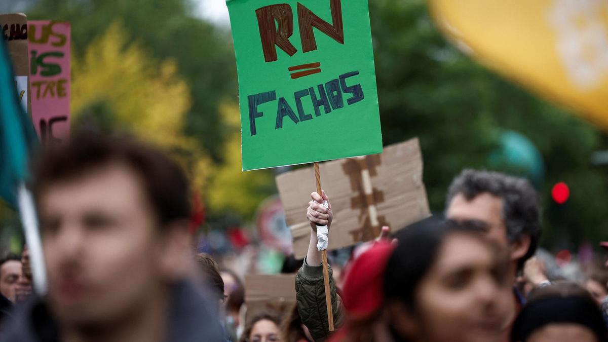 Manifestación contra la extrema derecha, este sábado en las calles de París.