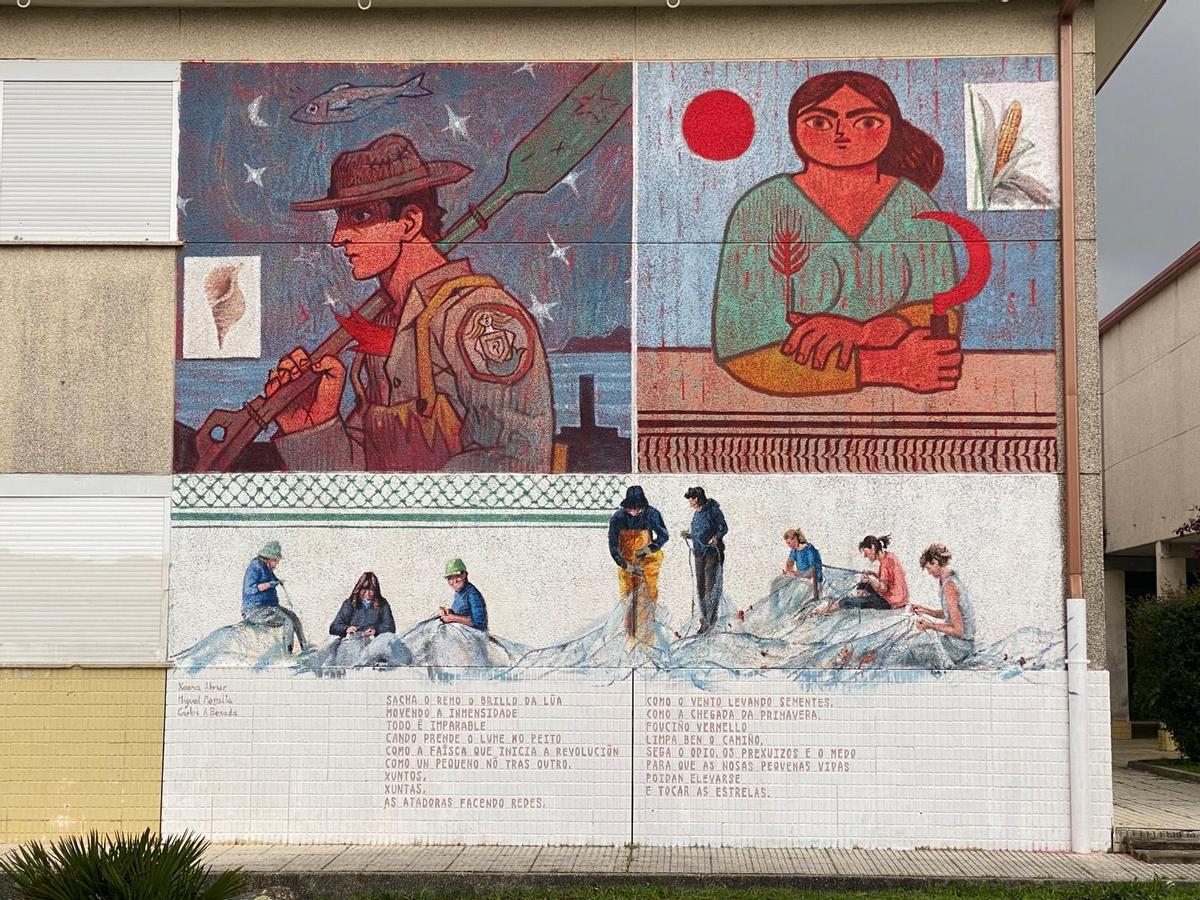 Imagen del mural creado para celebrar el aniversario del Monte da vila.