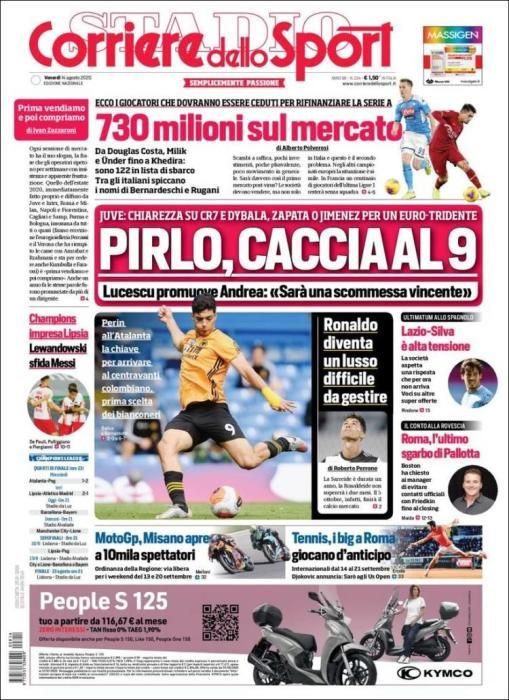 Portada CORRIERE DELLO SPORT 14 agosto 2020