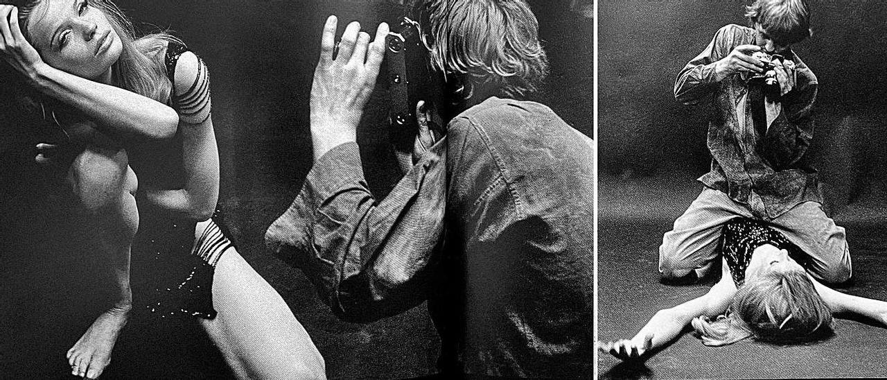 David Hemmings y Veruschka, en la icónica sesión fotográfica de ‘Blow-Up’, film de Antonioni.
