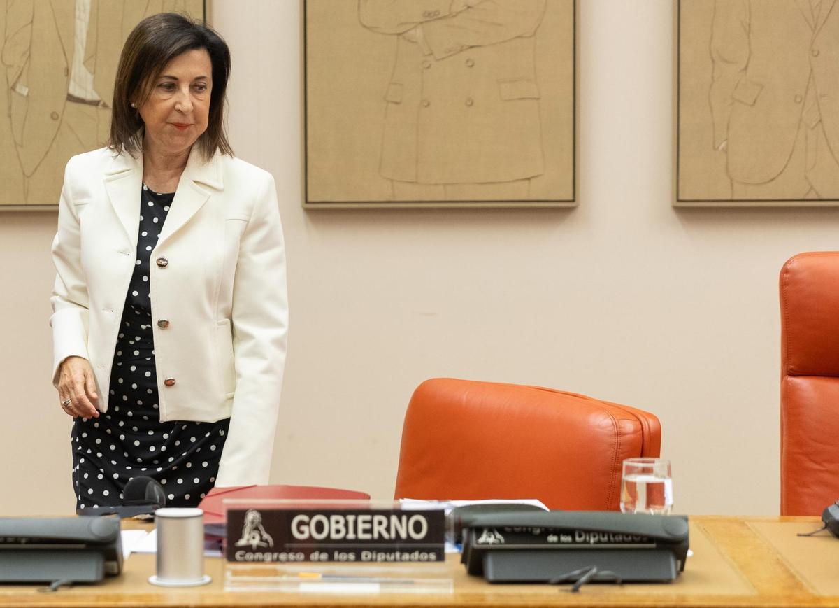 Margarita Robles, ministra de Defensa, este miércoles en la Comisión de Defensa del Congreso.
