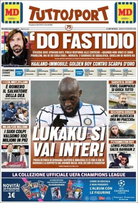 Portada TUTTOSPORT miércoles 2 diciembre 2020